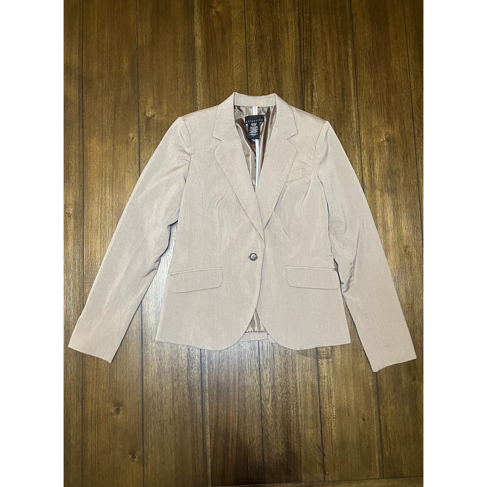 Attention Women's Beige Textured Blazer Jacket Size‎ 4 Single Button